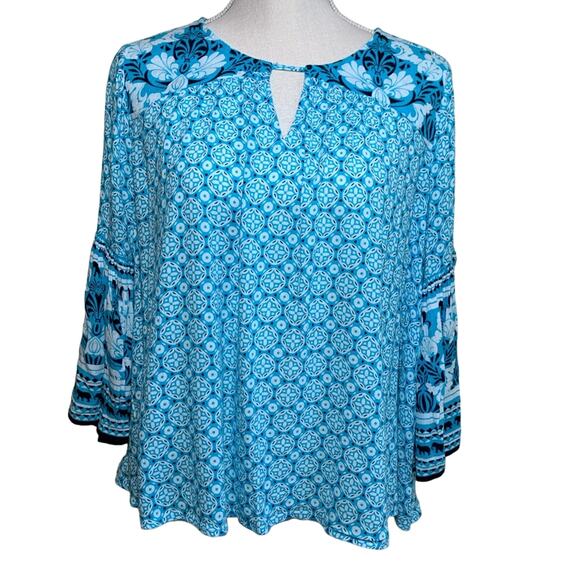 Crown & Ivy Blue and White Tunic Top Size XS - Picture 1 of 6